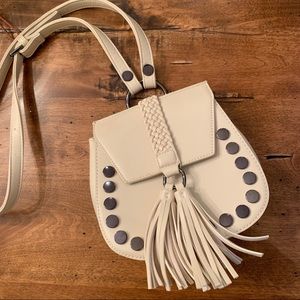 Cream Crossbody with Studs and Tassels